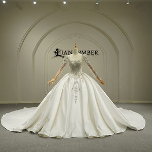 ชุดเดรสคลุมสำหรับเจ้าสาวในงานแต่งงานผ้าซาตินแขนยาวคอสี่เหลี่ยมหรูหรา GT26013 Jancember - Product Image 1