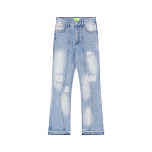 Jeans de Estilo Baggy Rectos Personalizados para Hombre, Pantalones de Mezclilla Gruesa Lavada de Alta Calidad a un Precio Muy Económico - Product Image 1