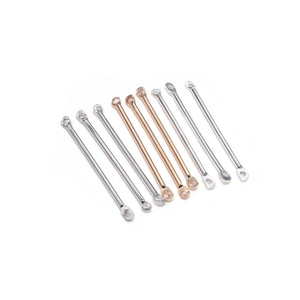 Tiges de connexion à double trou, supports d'oreille cylindriques, accessoires de bijoux plaqués argent, rhodium, or KC et fer pour clous d'oreilles - Product Image 5