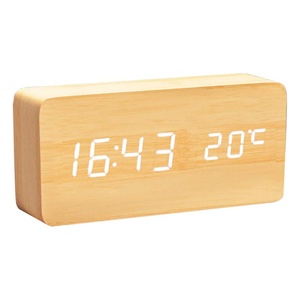 New Material MDF Voice Control AAA Battery and USB Charger Digital Desk <b>Clock</b> Wood Alarm <b>Clock</b> Wooden <b>Led</b> Digital Alarm <b>Clock</b> - Product Image 1