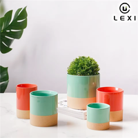 Ensemble de 4 vases en céramique contemporains et modernes, bleu sarcelle, orange, rouge, jaune, vases décoratifs pour la maison, le bureau, l'étagère, la table, cadeau