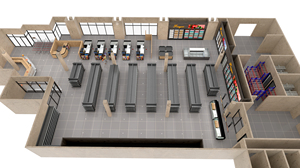 Renders 3D de diseño de tienda de supermercado para escaparate metálico de doble cara resistente - Product Image 4
