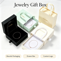 Boîte cadeau personnalisée à tiroir, étui à bijoux de luxe, ensemble collier et bracelet, boîtes d'emballage en papier avec logo imprimé et poignée