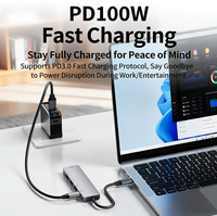 Hub USB C 5 en 1 de Aluminio, HDMI 4K 60Hz de Alta Frecuencia de Actualización, Carga PD de 100W, Puerto USB 3.0 y 2.0, Adaptador de Video Tipo C para Monitor y Laptop
