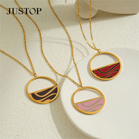 JUSTOP OEM/Venta al por Mayor, Collar con Colgante de Cadena de Eslabones Personalizado, Impermeable, de Acero Inoxidable, Chapado en Oro y Plata, Estilo Europeo y Americano