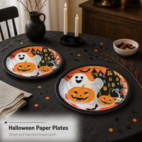 Assiettes en papier d'Halloween, rouleau de matériau brut pour assiettes en carton, feuille de carton pour la fabrication d'assiettes, fournisseur direct en gros pour usines