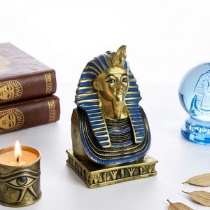 Egyptian <b>Pharaoh</b> Figurine Resin Sculpture Bust Handicraft Blue Gold Decorative Ornament for Home Entrance Yixin TJ031 - Product Image 1