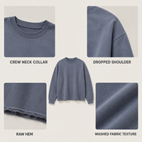 Sudadera Personalizada con Efecto Desgastado, Bajo Deshilachado, Algodón Peinado Premium, Estilo Oversize, Sudadera de Streetwear para Hombre