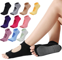 Chaussettes de yoga à cinq doigts en coton peigné fin pour femmes demi-orteil conception antidérapante hauteur d'équipage entraînement Pilates professionnel gymnastique danse
