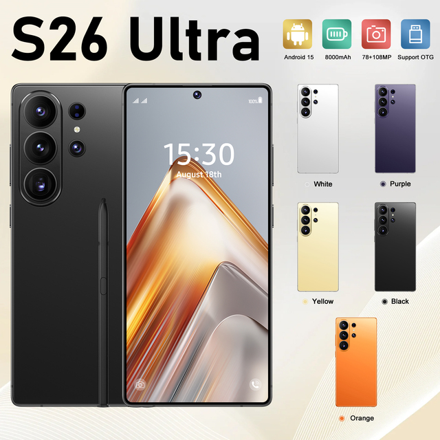 Slim Profile 2026 Newly Added S26 Ultra 5G Octa Core 108MP Rear Camera HD Display 120Hz Dual SIM CDMA/LTE Smartphone