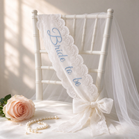 PAFU Écharpe de mariée en dentelle bleue pour enterrement de vie de jeune fille et fête prénuptiale