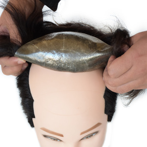 Perruque toupet naturelle en pu pour hommes, cheveux humains, vente en gros, 15 pouces - Product Image 1