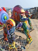 Statue de Gorille en Résine PRF Personnalisée de Haute Qualité, Sculpture Animale de Style Moderne pour Usines, Décorations Extérieures de Gorille Graffiti