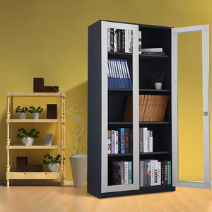 Archivador de puerta de vidrio doble de cinco capas con diseño de acero con cerradura de llave para el hogar, la Oficina, el hospital y la escuela - Product Image 5