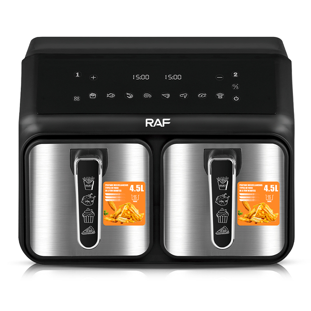 RAF 4.5L+4.5L Double Cook Frying Deep Fryer Oven Dual Digital 2 Baskets Air Fryer