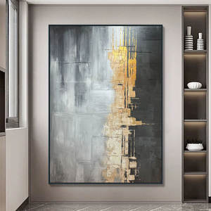 لوحة زيتية فنية جدارية تجريدية حديثة ومعاصرة مرسومة يدويًا على القماش لغرفة المعيشة من المصنع الأصلي - Product Image 3