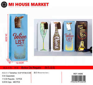 Borsa regalo in carta per vino con etichetta, stile alla moda per il vino - Product Image 3