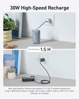 Chargeur portable Anker Nano 10 000 mAh, sortie maximale 30 W, compatible USB-C, iPhone 16/15 Series, MacBook, pour Galaxy, USB-C intégré