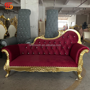 SMOOTH Indian Wedding Hotel Banquet Hall Decorative Lounge Burgundy Velvet Sofa - Product Image 1