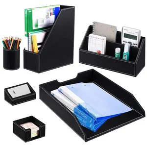 faux leather office Desk Organizers and Accessories 6 PCS Office Supplies Storage
