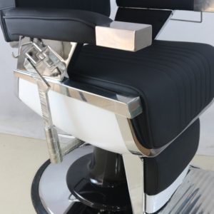 Sillón de Barbería de Lujo, Moderno, de Cuero PU de Alta Calidad, con Estructura de Acero Resistente, Color Negro - Product Image 5