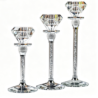 Chandelier en cristal en forme de diamant, à pied haut, pour dîner aux chandelles et décoration de mariage