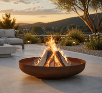 Brasero moderne rustique en acier Corten - Bol à feu profond pour jardin et plage