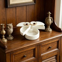 Boîte à bijoux fantaisie moderne en albâtre et cristal naturel avec yeux en cristal – Organisateur de rangement durable pour chambre à coucher, commode ou décoration de table