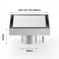 Siphon de sol carré 2-en-1 en acier inoxydable pour carrelage commercial, 100 mm, haute capacité, anti-odeur, pour douche, salle de bain moderne et luxueuse