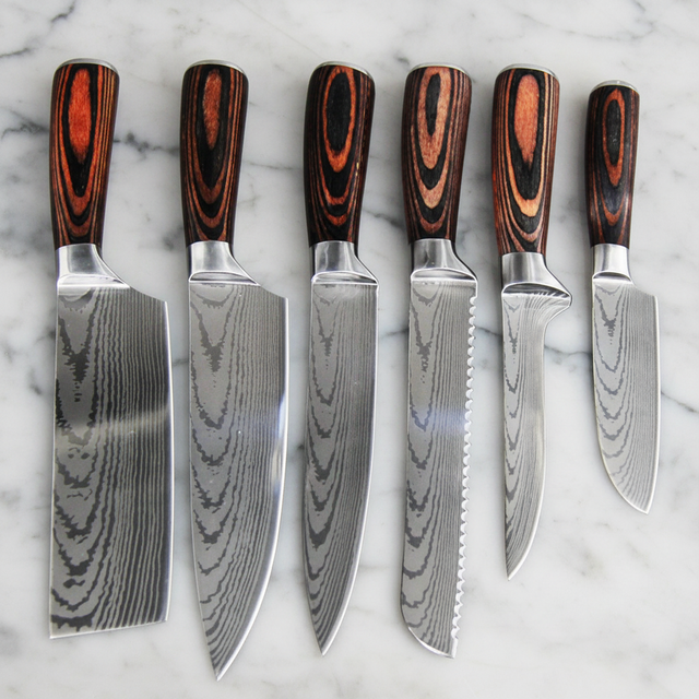 Damascus Steel Kitchen Knife Set Japanese Vg10 Layer Chef Knife Handmade Sharp Kiritsuke Santoku Nakiri Sushi Bread Wood Handle