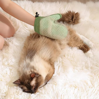 Gant de toilettage double face en polyester pour chats et chiens, brosse anti-poils, éliminateur de peluches pour le bain, grattoir pour tapis et vêtements