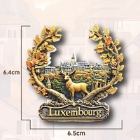 Ensemble d'aimants de réfrigérateur 3D en résine Luxembourg, Pont Adolphe, Cerf, Champignon, Paysage urbain européen, Souvenir de voyage, Décoration d'intérieur, Cadeau