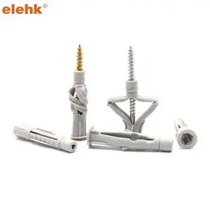 Elehk 8mm Anchor Screw Expanding Plug Plastic Expansion Wall Plug Plastic Expand Nail Expand Plug Wall Anchor