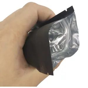 Matte Black Mylar Bags For Zip Reusable Small Aluminum Foil Lock Package Bag With Tear Notch For Food Storage