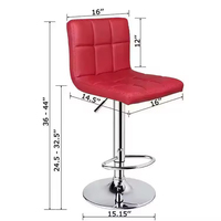 Luxuriöse Moderne Küchen- und Restaurant-Theke, Schwenkbar und Höhenverstellbar, Synthetisches Rotes Leder, Extra Quadratische Insel, für Zuhause, Bar, Hotel