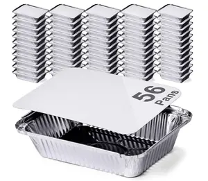 83185 F4 1750ml récipients alimentaires en papier d'aluminium, emballage personnalisé, moules à rôtir en papier d'aluminium avec couvercles