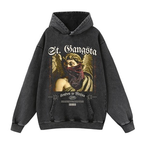 Felpa con Cappuccio in Cotone Lavato e Invecchiato con Stampa Personalizzata, Design Vintage con Effetto Acid Wash per Coppie - Product Image 2