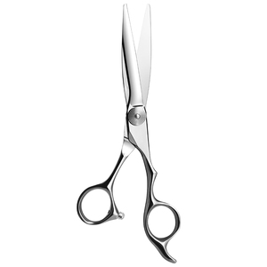 Ciseaux de coiffure professionnels en acier inoxydable pour droitiers, finition argentée, manche pivotant, pour coupes droites - Product Image 2