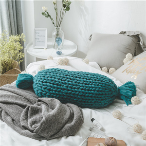 Gối Hình Kẹo Dễ Thương Gối Ném Ảnh Dệt Kim Dày Ấm Cúng Thủ Công Gối Giường Sô Pha Trang Trí Nhà Đáng Yêu Thiết Kế Tua Rua <span class=keywords><strong>Tgz</strong></span> - Product Image 4