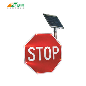 Señal de Stop Reflectante Solar de 18 Pulgadas con Luz LED Intermitente para Advertencia de Tráfico Vial - Product Image 1