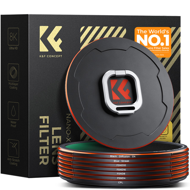 K&F Concept Nano-X Ultra-thin CPL FSND4 FSND8 FSND16 FSND32 Black Diffusion 1/4 Blue Streak ND Magnetic Camera Lens Filter Set