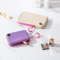 Pochette cosmétique en silicone multicolores avec fermeture éclair, mini-sac réutilisable pour cadeaux
