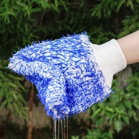 Serviette en microfibre Ultra épaisse bleue 100% Polyester, gant de lavage de voiture, main douce, main douce