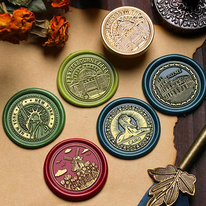 Sello de cera conmemorativo de la Ciudad Internacional, cabezal de latón de 3 cm para decoración de diarios y regalos - Product Image 2