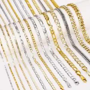 CM Jewelry Wholesale Custom Cuban Link Chain Figaro Chain 14k De Oro Laminado Cadenas 18k Gold Plated Filled Chains