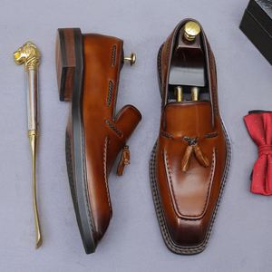 Zapatos Formales de Negocios con Borlas para Hombre - Zapatos de Oficina con Cordones, Diseño de Parches, Transpirables, Antideslizantes, Ligeros - Product Image 4