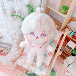Vente en gros de poupées Chibi à tête volumineuse de 20 cm, cheveux blancs lavés, en coton PP avec squelette intérieur en PVC - Product Image 2