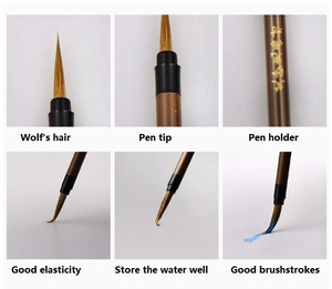 Eye Aquarela Gongbi Acabamento Linha Desenho Set Pintura Chinesa Borda Desenho Gancho e <span class=keywords><strong>Loop</strong></span> Wolf Hair Paint Brushes - Product Image 3