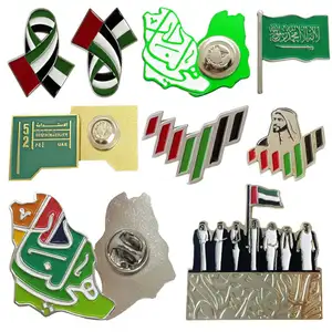 2023 93 93e Broche International Métal Aimant Cocotier EAU Fête Nationale Souvenir Cadeau Revers Badge Arabie Saoudite Épingles En Émail