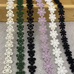 Yeni ürün beyaz çiçek dantel süslemeler 1.2cm genişlik suda çözünür nakış dantel elbiseler giysi aksesuarları için düzeltir